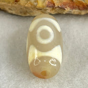 Natural Powerful Tibetan Old Oily Agate 3 Eyes Dzi Bead Heavenly Master (Tian Zhu) 三眼天诛 3.27g 20.1 by 10.4mm - Huangs Jadeite and Jewelry Pte Ltd