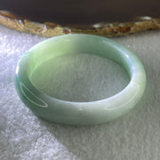 Type A Natural Light Green with Blueish Green Flora Piao Hua Jadeite Bangle 43.45g Inner Diameter 51.9mm 11.2 by 7.6mm (Very Very Slight Internal Lines) - Huangs Jadeite and Jewelry Pte Ltd