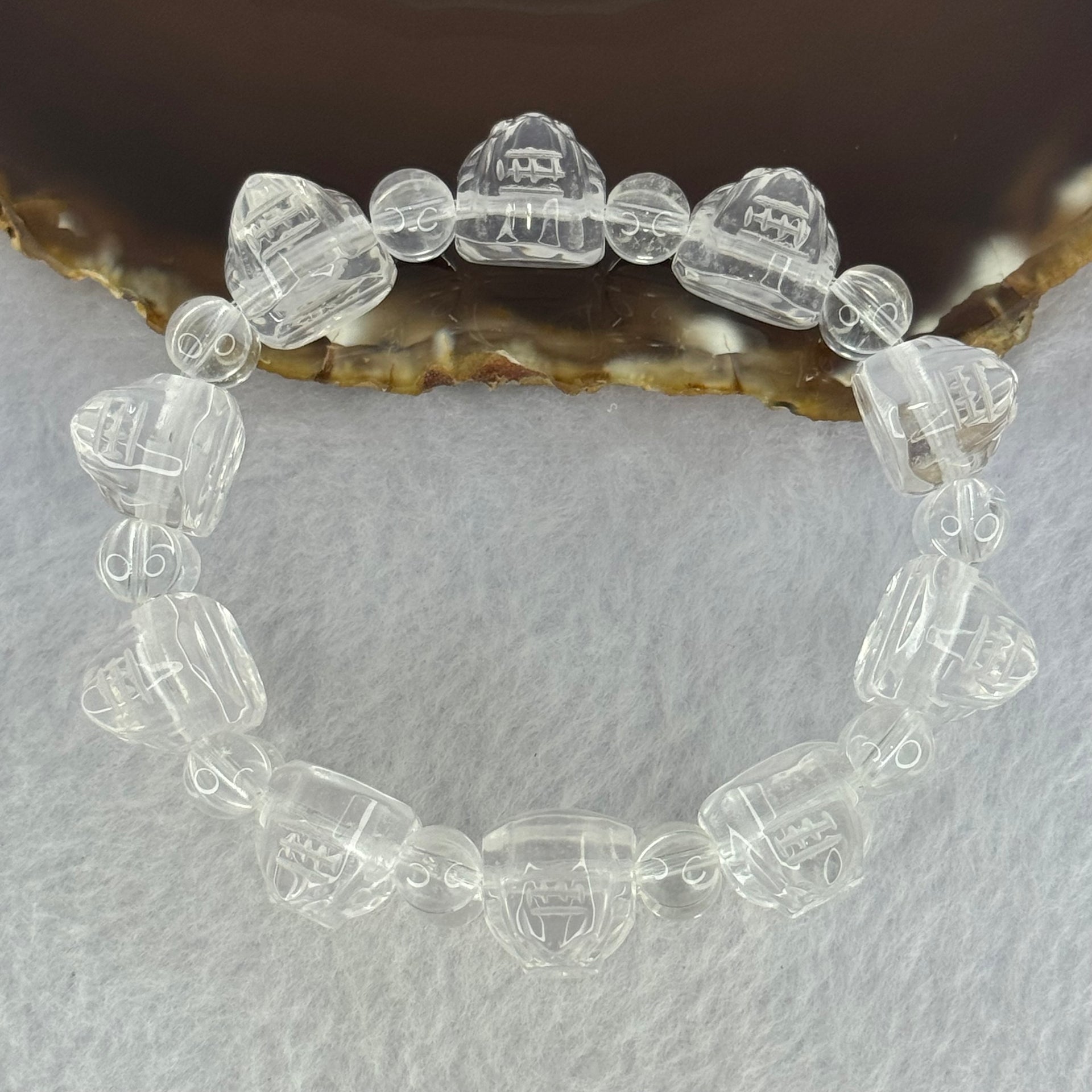 Natural Clear Quartz Dragon Turtle and Beads Bracelet 56.42g 17cm 17.9 by 13.2 by 11.7mm 10 Dragon Turtle - Huangs Jadeite and Jewelry Pte Ltd