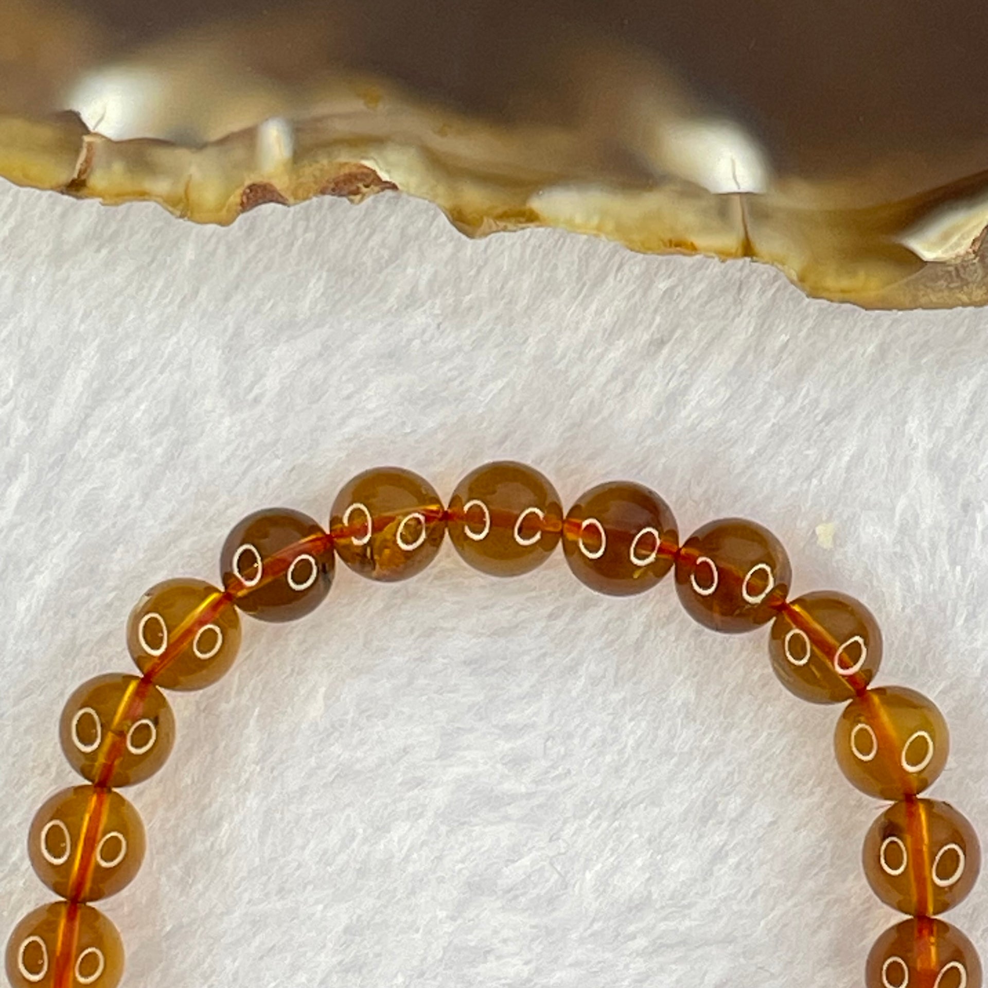 Natural Purple Amber Beads Bracelet 天然紫蜜琥珀手链 3.87g 15cm 6.4mm 28 Beads - Huangs Jadeite and Jewelry Pte Ltd