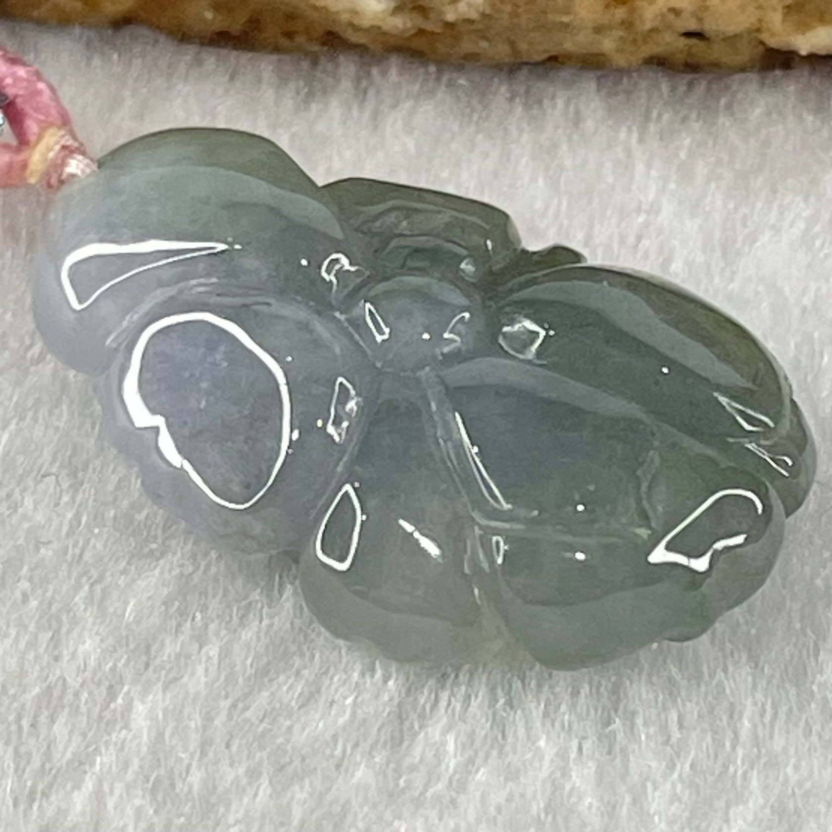 Type A Semi Icy Blueish Green with Lavender Lotus Flower Jadeite Flower Pendant 5.44g 27.3 by 17.5 by 7.9mm - Huangs Jadeite and Jewelry Pte Ltd