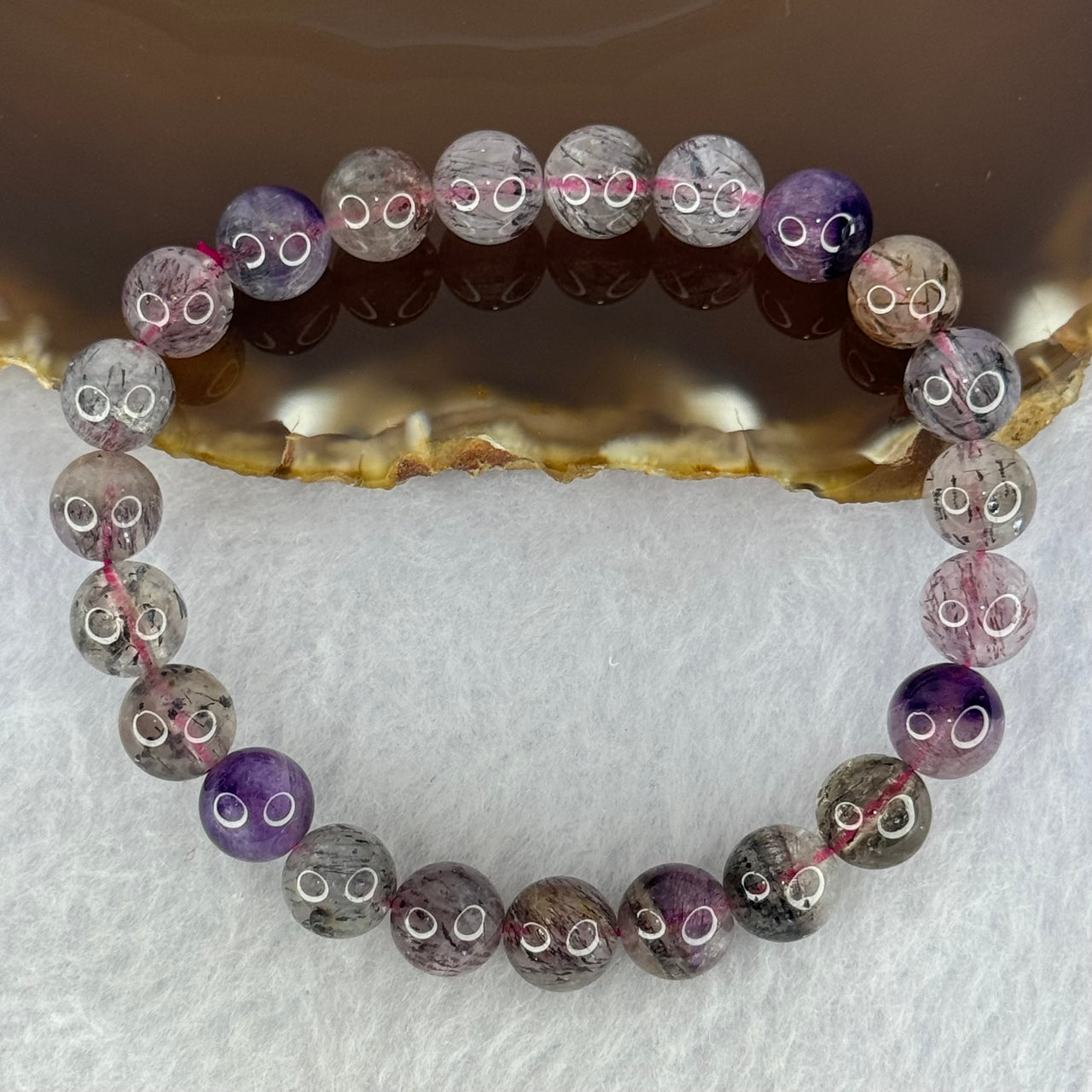 Natural Super 7 Beads Bracelet 20.61g 17cm 8.8mm 23 Beads - Huangs Jadeite and Jewelry Pte Ltd