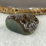 Type A Dark Brown and Blueish Green Jadeite Double Sided Shan Shui Gui Ren Benefactor Pendant 42.63g 43.2 by 36.0 by 20.2mm - Huangs Jadeite and Jewelry Pte Ltd