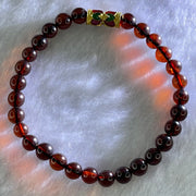 Natural Blood Red Amber Beads Bracelet 4.86g 16cm 6.3mm 29 Beads - Huangs Jadeite and Jewelry Pte Ltd
