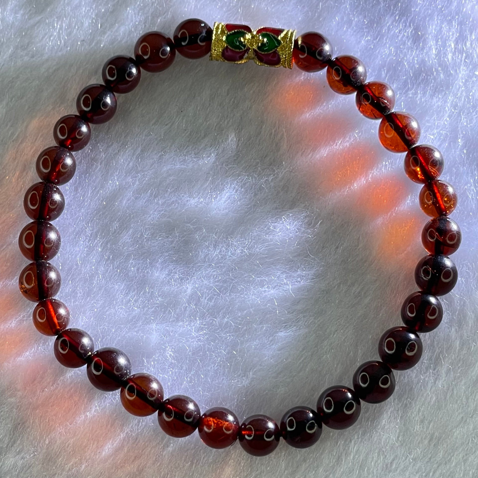 Natural Blood Red Amber Beads Bracelet 4.86g 16cm 6.3mm 29 Beads - Huangs Jadeite and Jewelry Pte Ltd