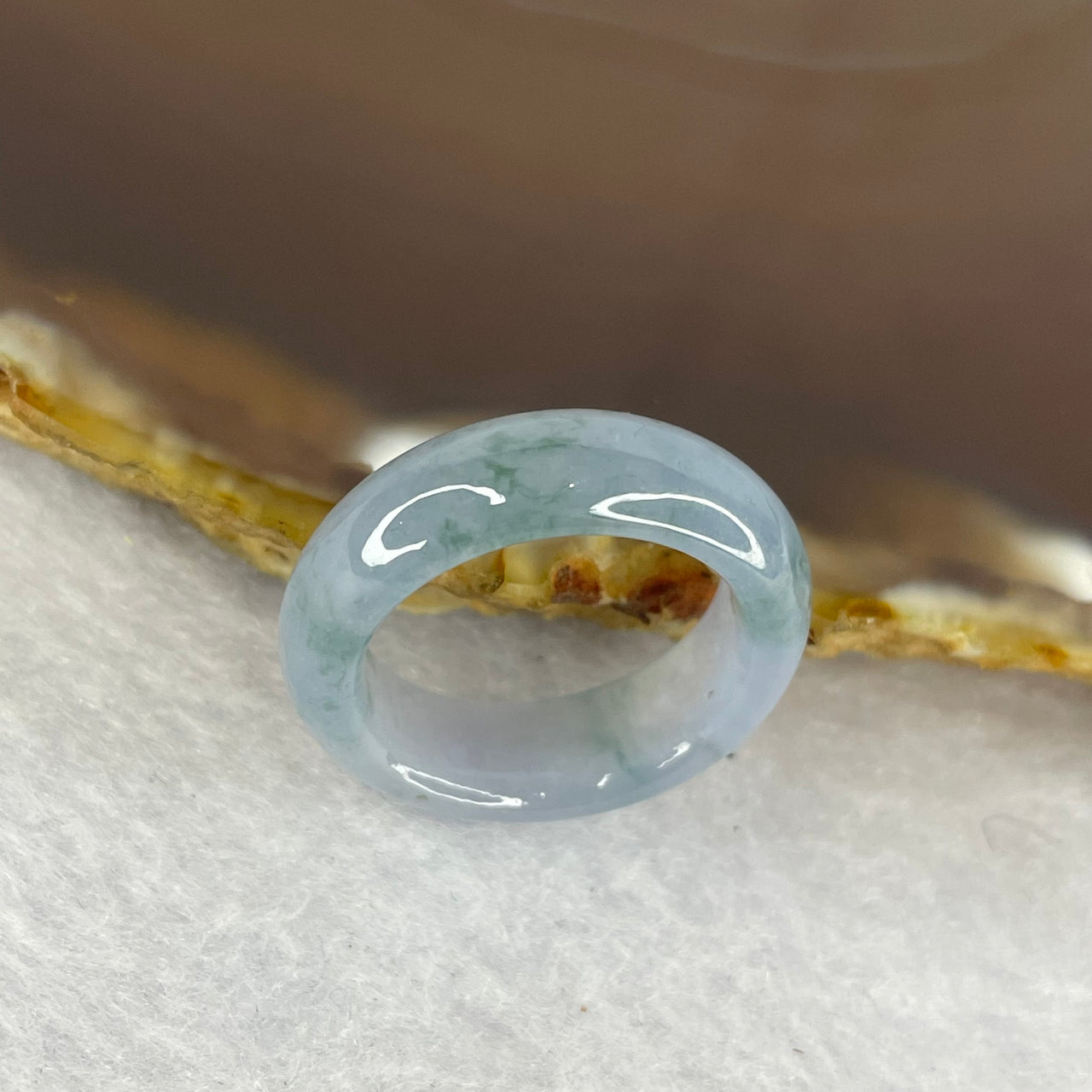 Type A Semi Icy Blueish Lavender and Green Piao Hua Jadeite Ring 3.68g 6.5 by 3.8 mm US 5.75 / HK 12.5 (Close to Perfect) - Huangs Jadeite and Jewelry Pte Ltd