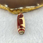 Natural Powerful Tibetan Old Oily Red and Yellowish White Agate Guan Yin Dzi Bead Heavenly Master (Tian Zhu) 观音天诛 8.61g 40.3 by 12.1mm - Huangs Jadeite and Jewelry Pte Ltd