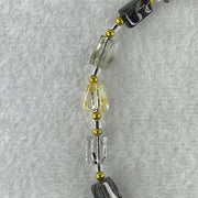 Natural Black with Gold and Green Rutilated Quartz Pebble Shape Beads Bracelet 11.91g 21cm 6.2mm 16Pcs - Huangs Jadeite and Jewelry Pte Ltd