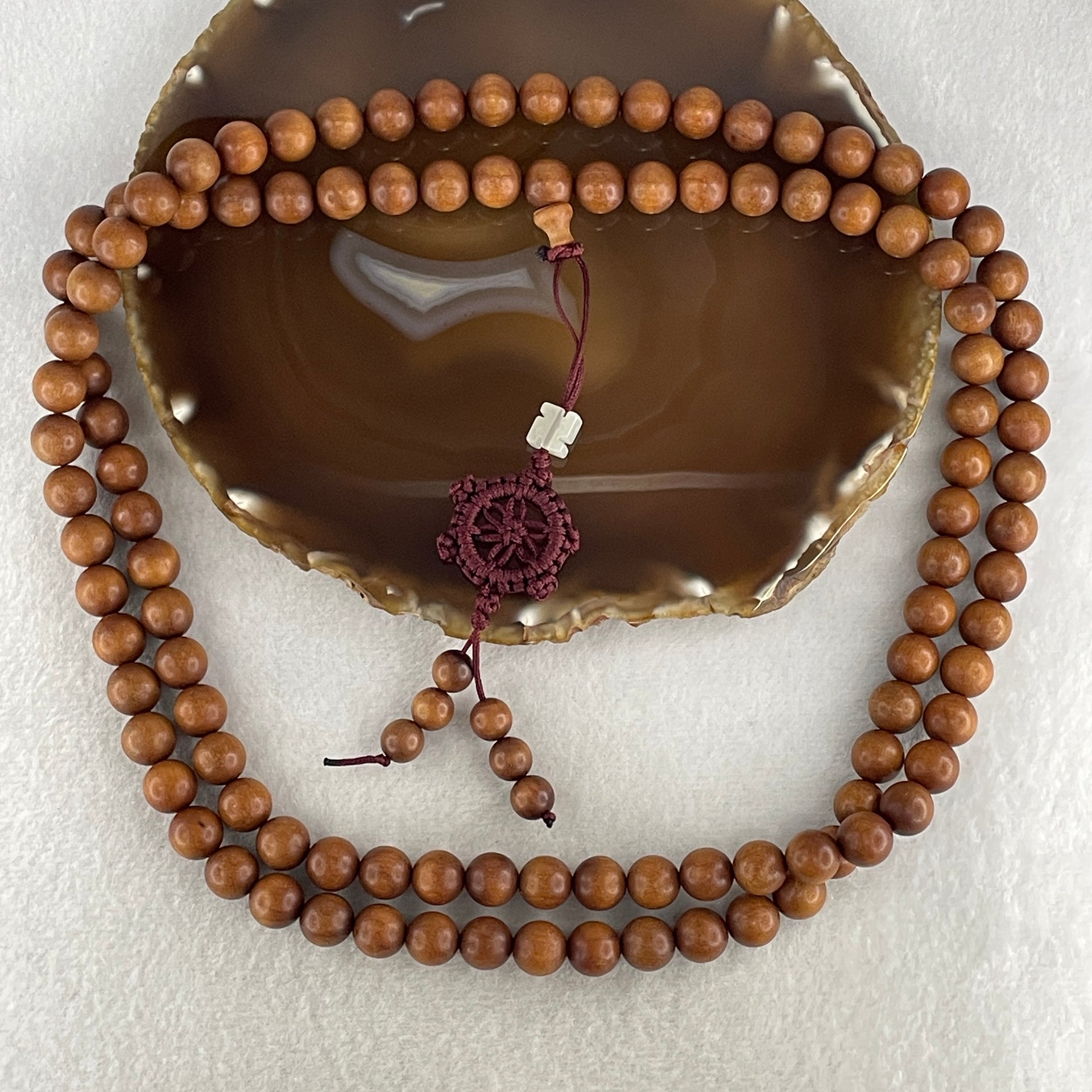 Certified Natural Sandalwood Beads Necklace 61.50g 118cm 10.1mm 108Beads - Huangs Jadeite and Jewelry Pte Ltd