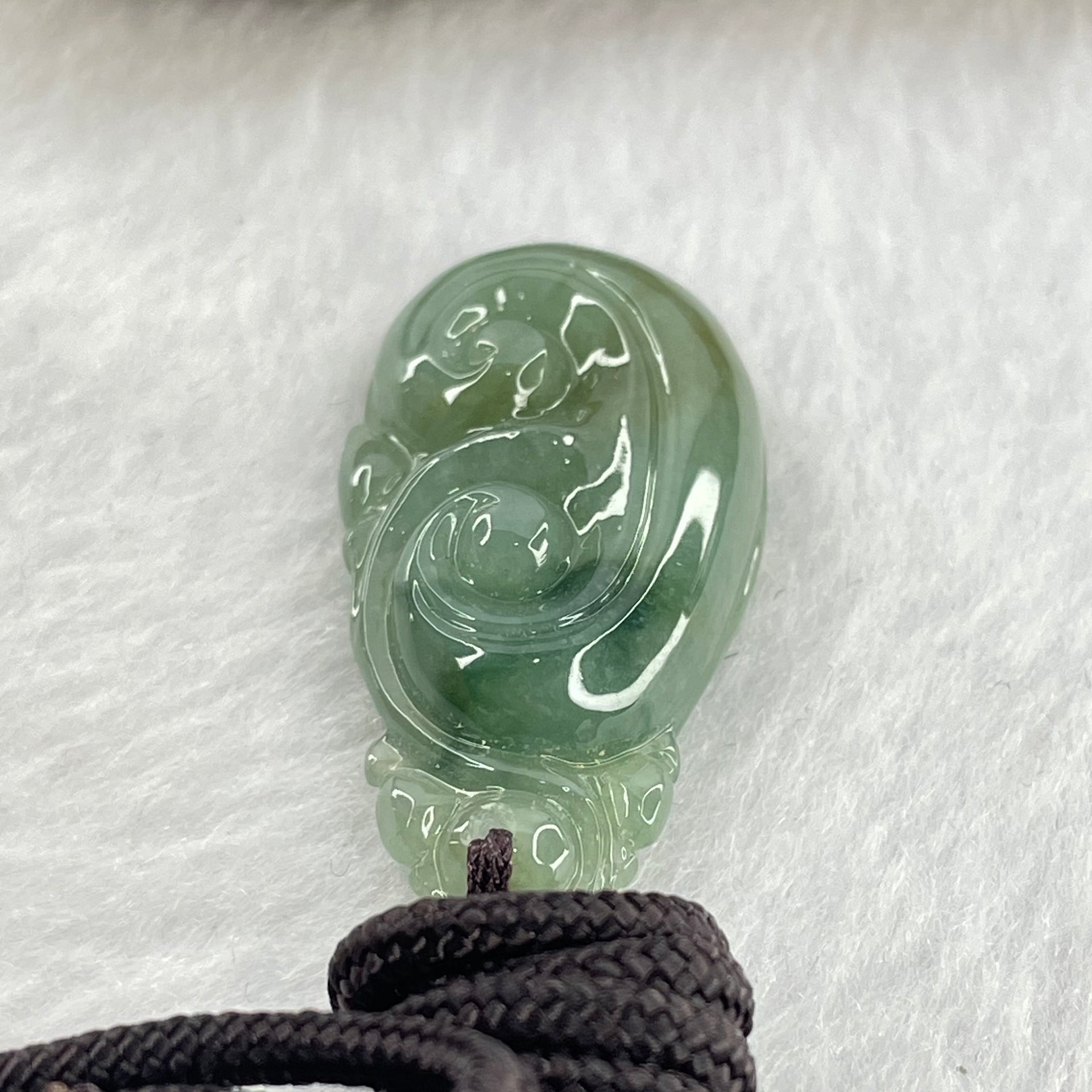 Type A Blueish Green Jadeite Ruyi Pendent 9.01g 31.5 by 17.5 by 7.5mm - Huangs Jadeite and Jewelry Pte Ltd