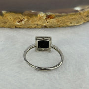 Type A Translucent Black Omphasite Jadeite Square Shaped in S925 Sliver Ring (Adjustable Size) 1.50g 7.5 by 7.5 by 1.5mm - Huangs Jadeite and Jewelry Pte Ltd