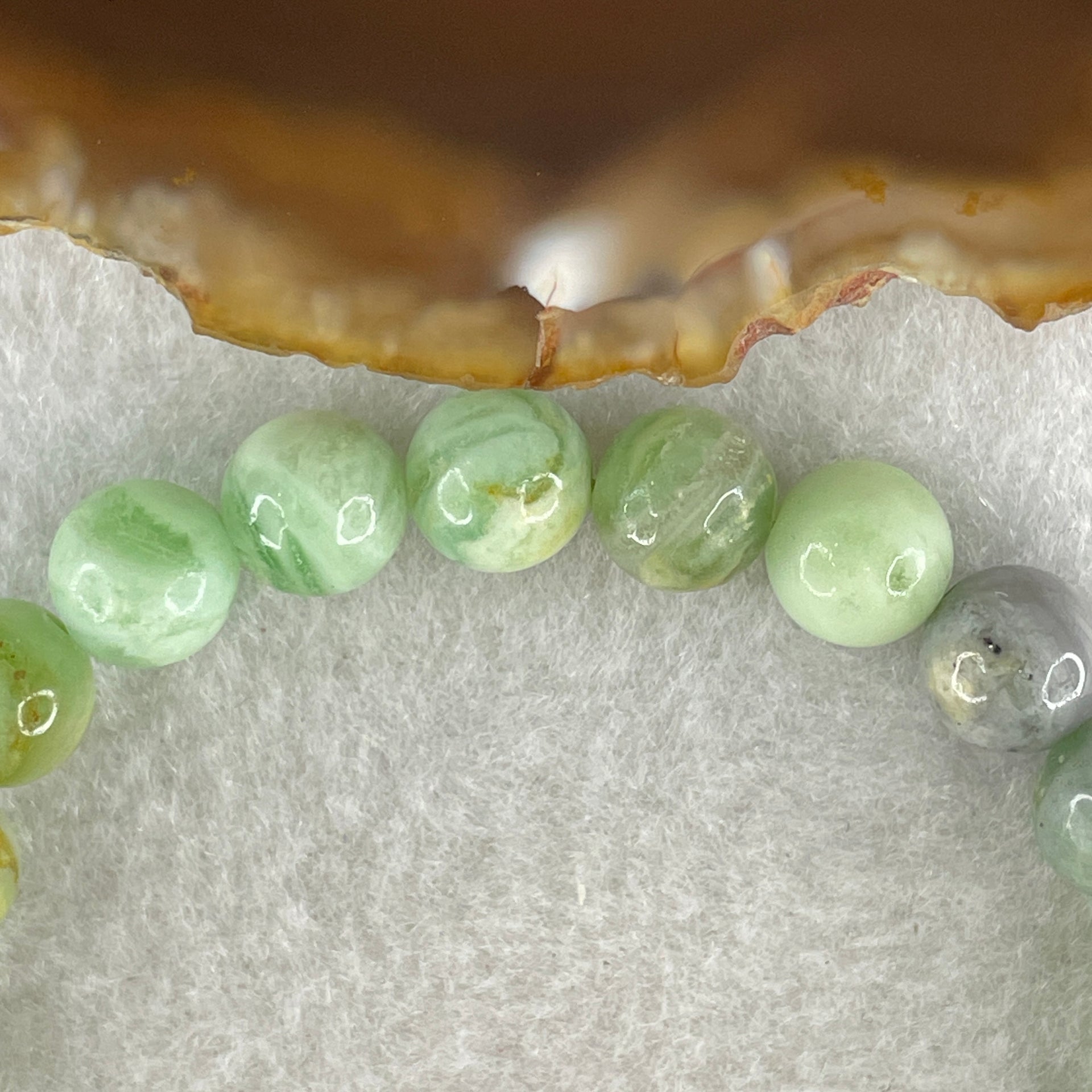 Natural Green Serpentine Beads Bracelet 21.40g 16.5cm 8.7mm 23Beads - Huangs Jadeite and Jewelry Pte Ltd