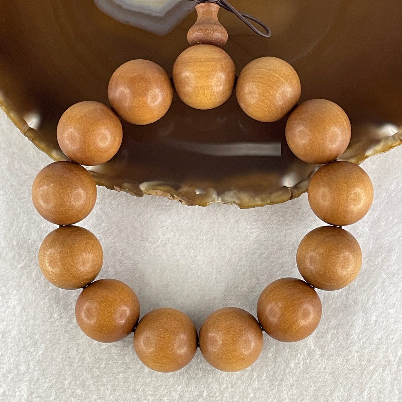 Certified Natural Sandalwood Beads Bracelet 43.90g 18cm 18.0mm 13Beads - Huangs Jadeite and Jewelry Pte Ltd