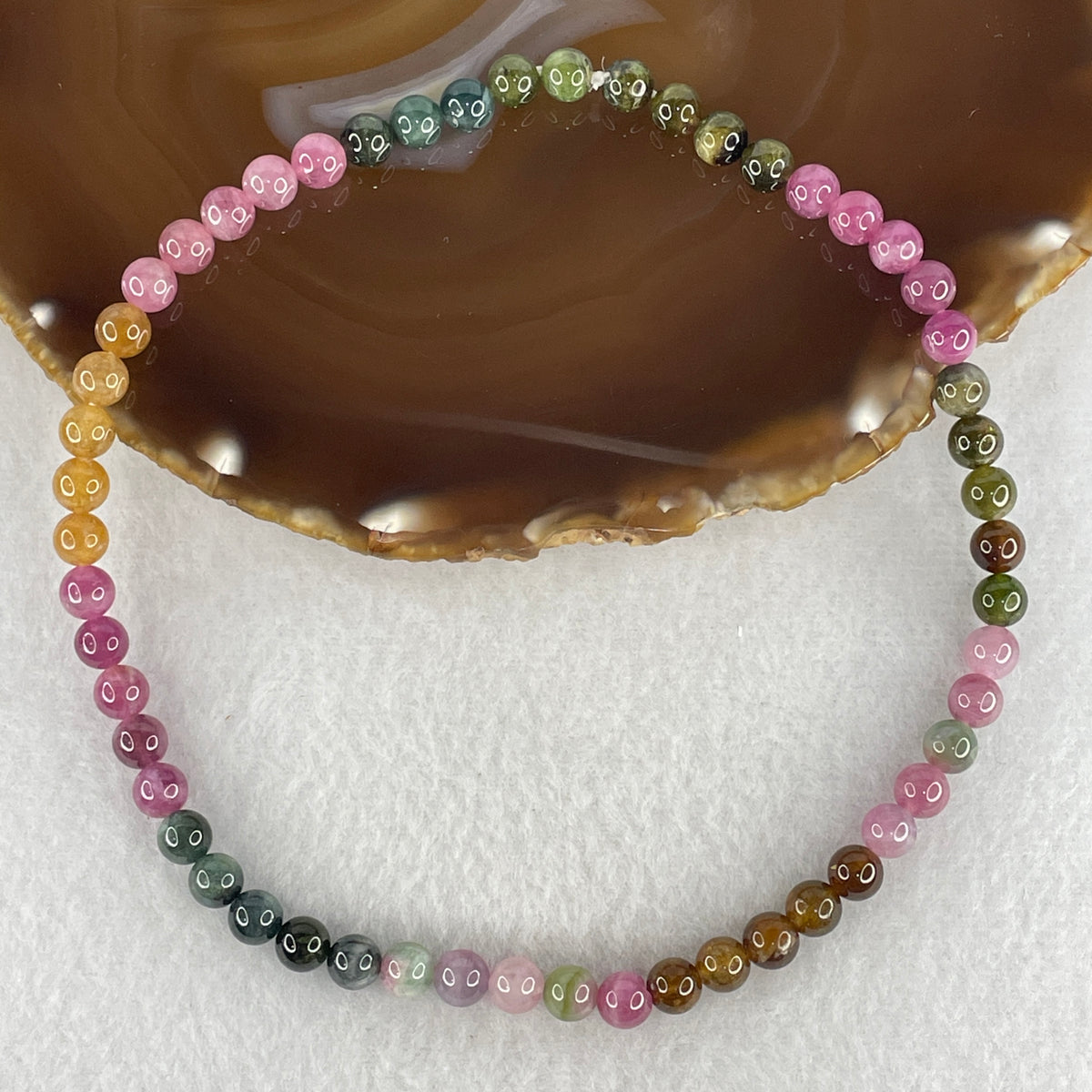 Natural Tourmaline Beads Choker Necklace | 32cm Choker 54 Beads 6.6mm (23.35g | Rainbow Energy Shield, Emotional Balance & Multi-Chakra Alignment)