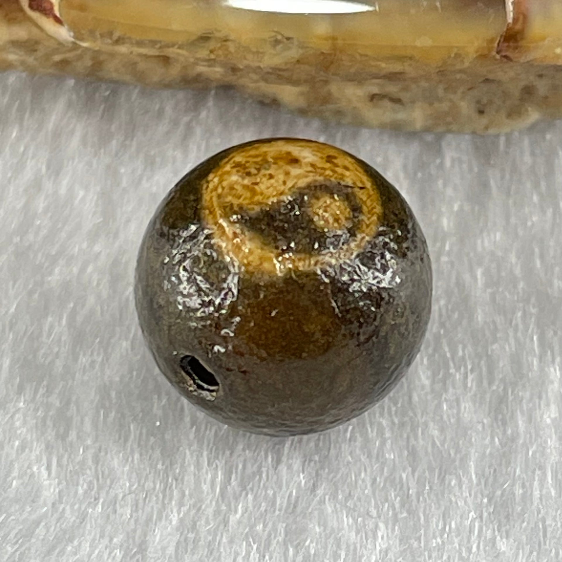 Natural Powerful Tibetan Old Oily Agate Yin Yang Bead Heavenly Master (Tian Zhu) 1.43g 10.0 by 10.3mm - Huangs Jadeite and Jewelry Pte Ltd