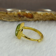 Natural Green Amber with Milk Inclusions in S925 Sliver Gold Color Ring (Adjustable Size) 2.26g 8.9 by by 2.5mm - Huangs Jadeite and Jewelry Pte Ltd
