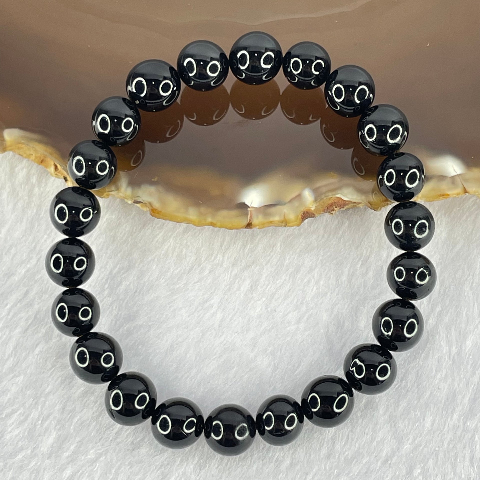 Natural Black Gold King Amber Beads Bracelet 天然黑金翁王琥珀手链 6.93g 15cm 8.5mm 22 Beads - Huangs Jadeite and Jewelry Pte Ltd