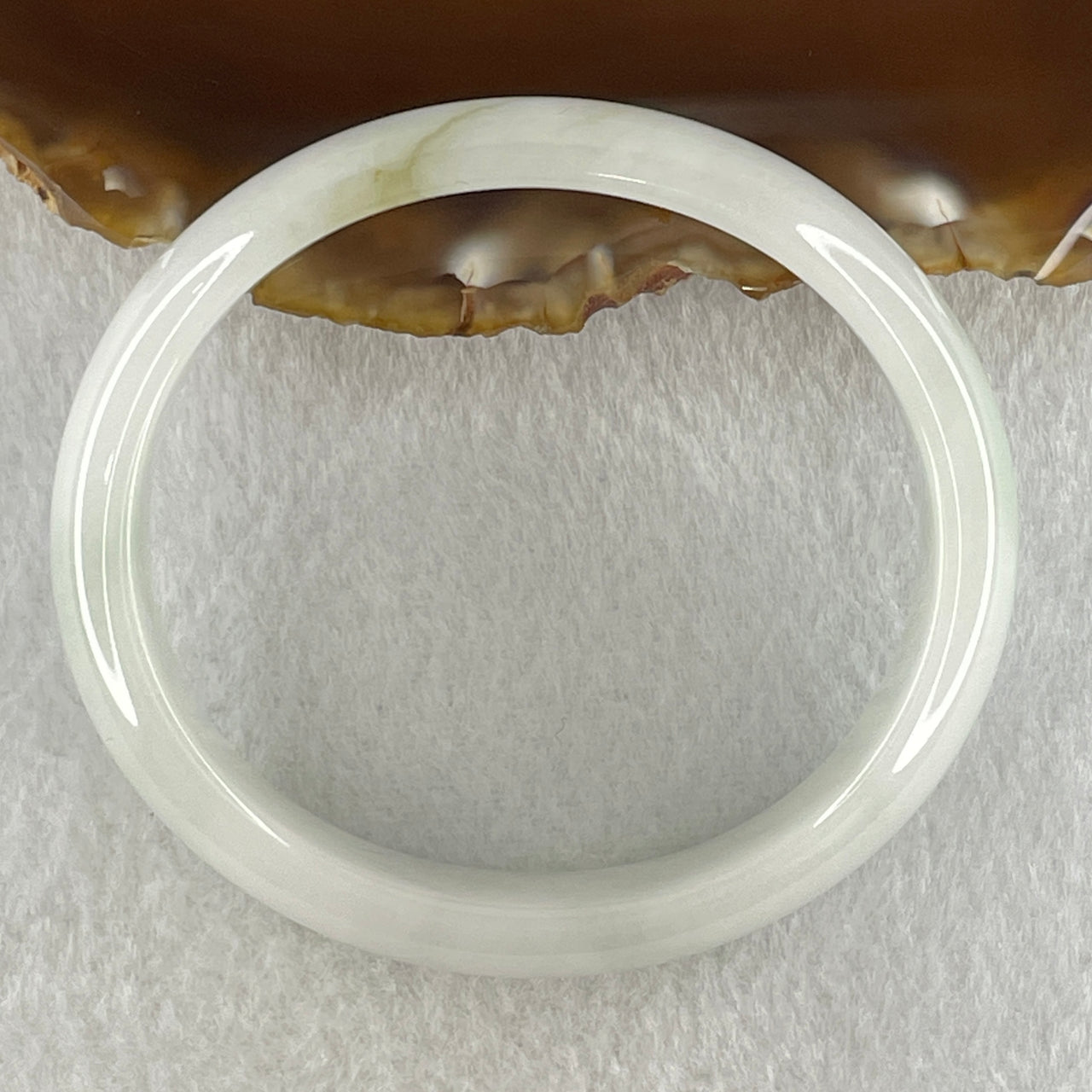 Natural Type A Faint Green Faint Lavender Jadeite Oval Bangle 39.13g Inner Diameter 54.4mm 12.5 by 6.5mm (Very Very Slight Internal Lines) - Huangs Jadeite and Jewelry Pte Ltd