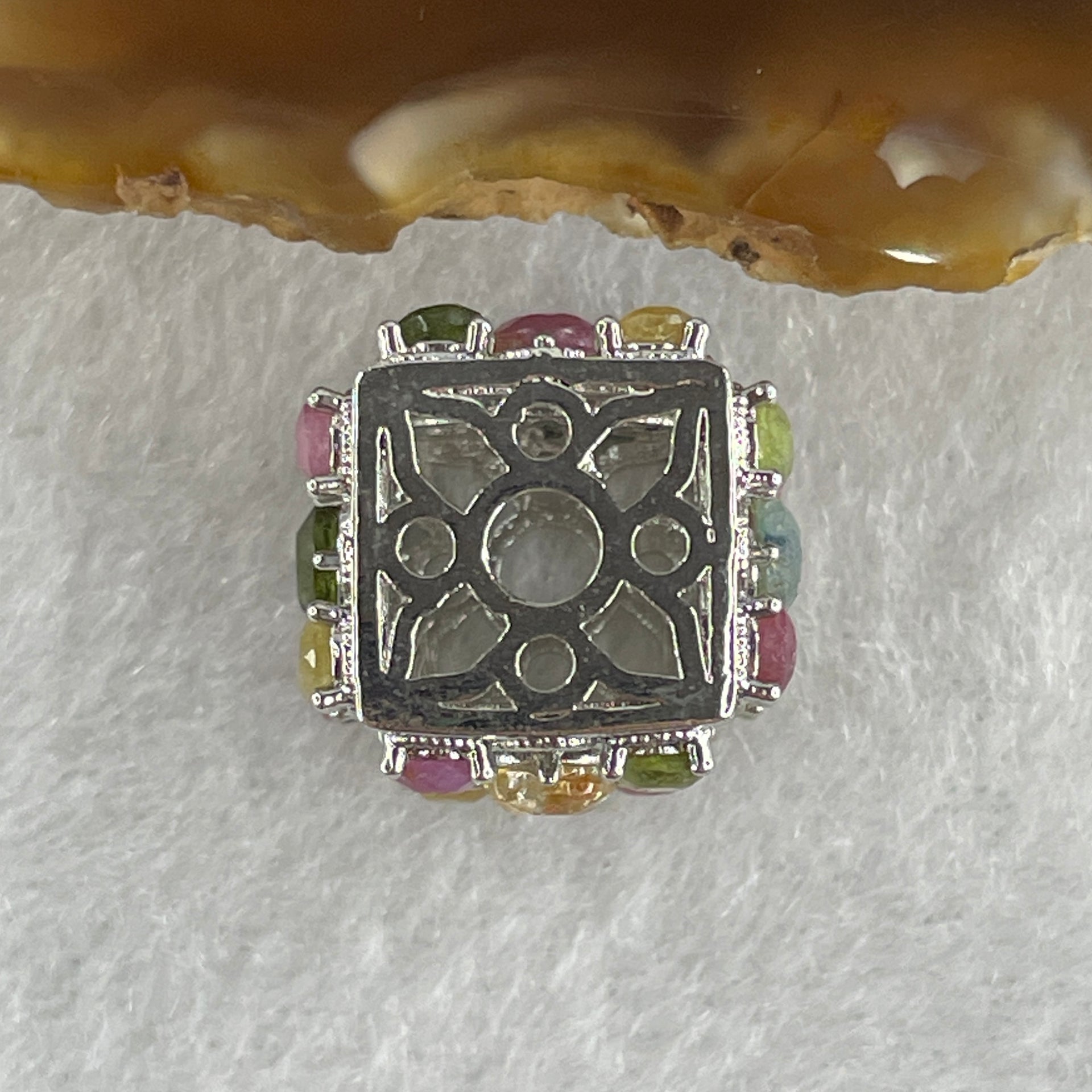 Natural Tourmaline Crystal in S925 Sliver Box Shape Pendant 5.08g 3.9 by 1.5mm - Huangs Jadeite and Jewelry Pte Ltd