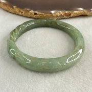 Type A Green with Dark Green Piao Hua Jadeite 9 Tail Fox Bangle Internal Diameter 55.6mm 41.22g 12.5 by 8.4mm (Internal Lines) - Huangs Jadeite and Jewelry Pte Ltd