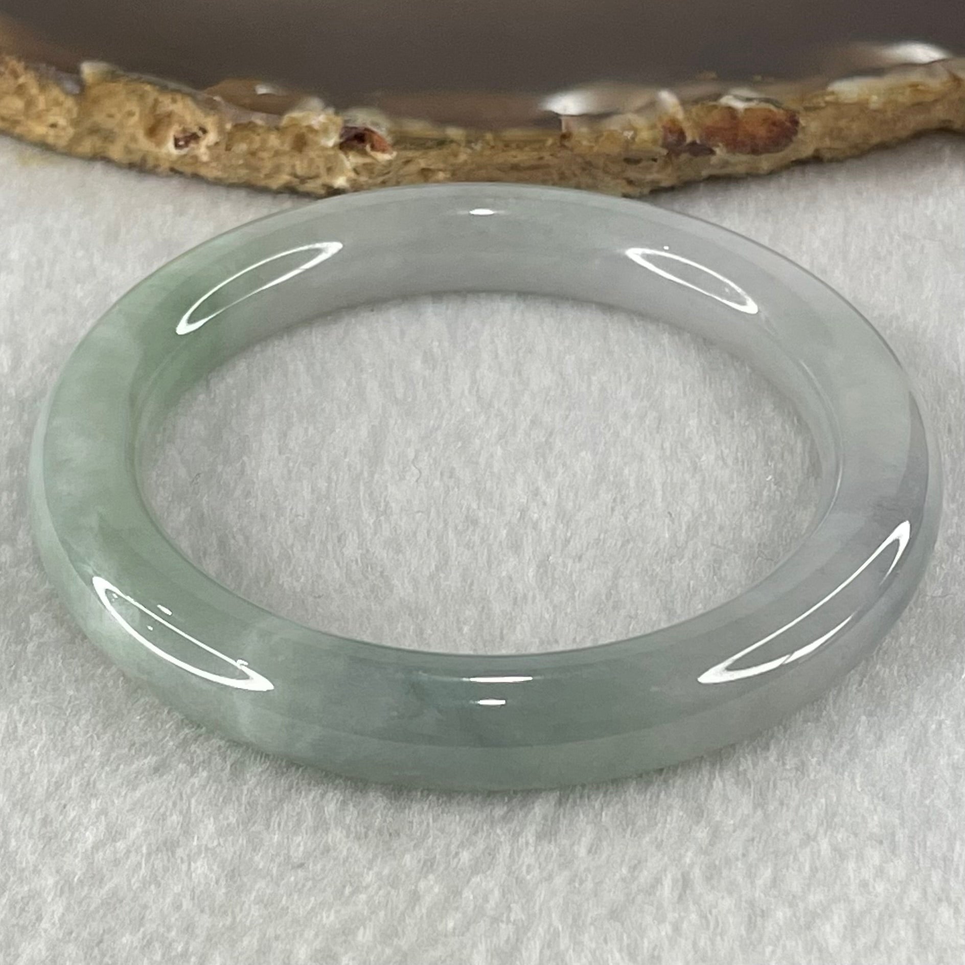Type A Light Blueish Green Jadeite Bangle 43.08g Internal Diameter 52.3mm 9.4 by 9.2mm (Close to Perfect) - Huangs Jadeite and Jewelry Pte Ltd