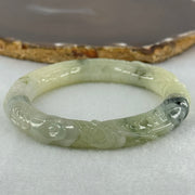 Type A Light Green with Moss Green Piao Hua Jadeite Dragon Bangle Internal Diameter 57.1mm 62.53g 11.5 by 12.4mm (Internal Line) - Huangs Jadeite and Jewelry Pte Ltd