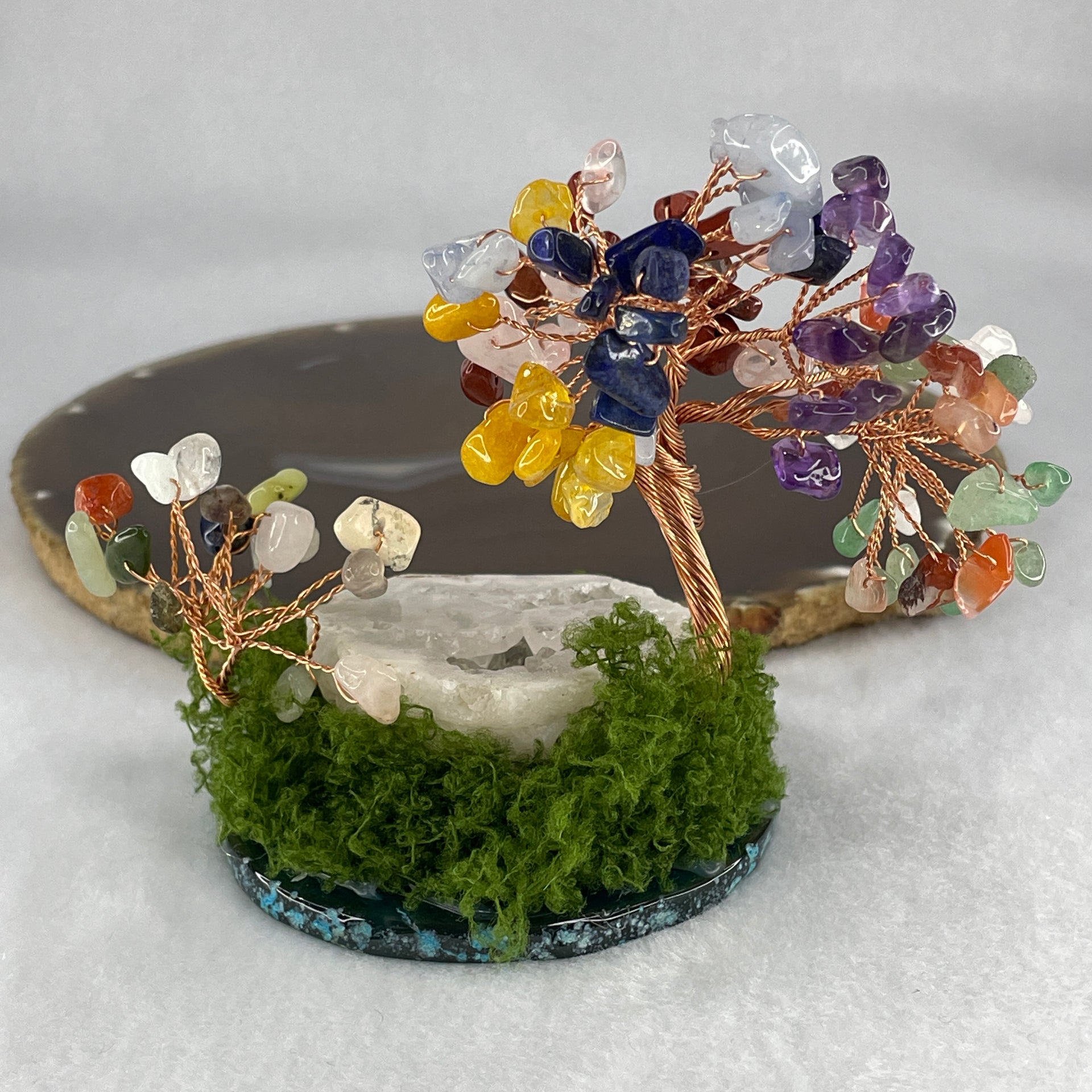Muti Treasures (Clear Quartz, Amethyst, Red Jasper, Citrine, Rose Quartz,  Aventurine) with Clear Quartz Wealth Pot 122.71g 112.5 by 64.5 by 89.2mm - Huangs Jadeite and Jewelry Pte Ltd