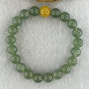 Tye A Natural Jelly Semi Icy Green with Yellow Jadeite Beads Bracelet 24.58g 15cm 88.8mm 20 Beads 9.8mm-yellow bead - Huangs Jadeite and Jewelry Pte Ltd