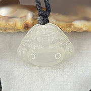 Type A Icy Faint Green Jadeite Milo Buddha Pendant 2.94g 14.6 by 18.8 by 4.9mm - Huangs Jadeite and Jewelry Pte Ltd