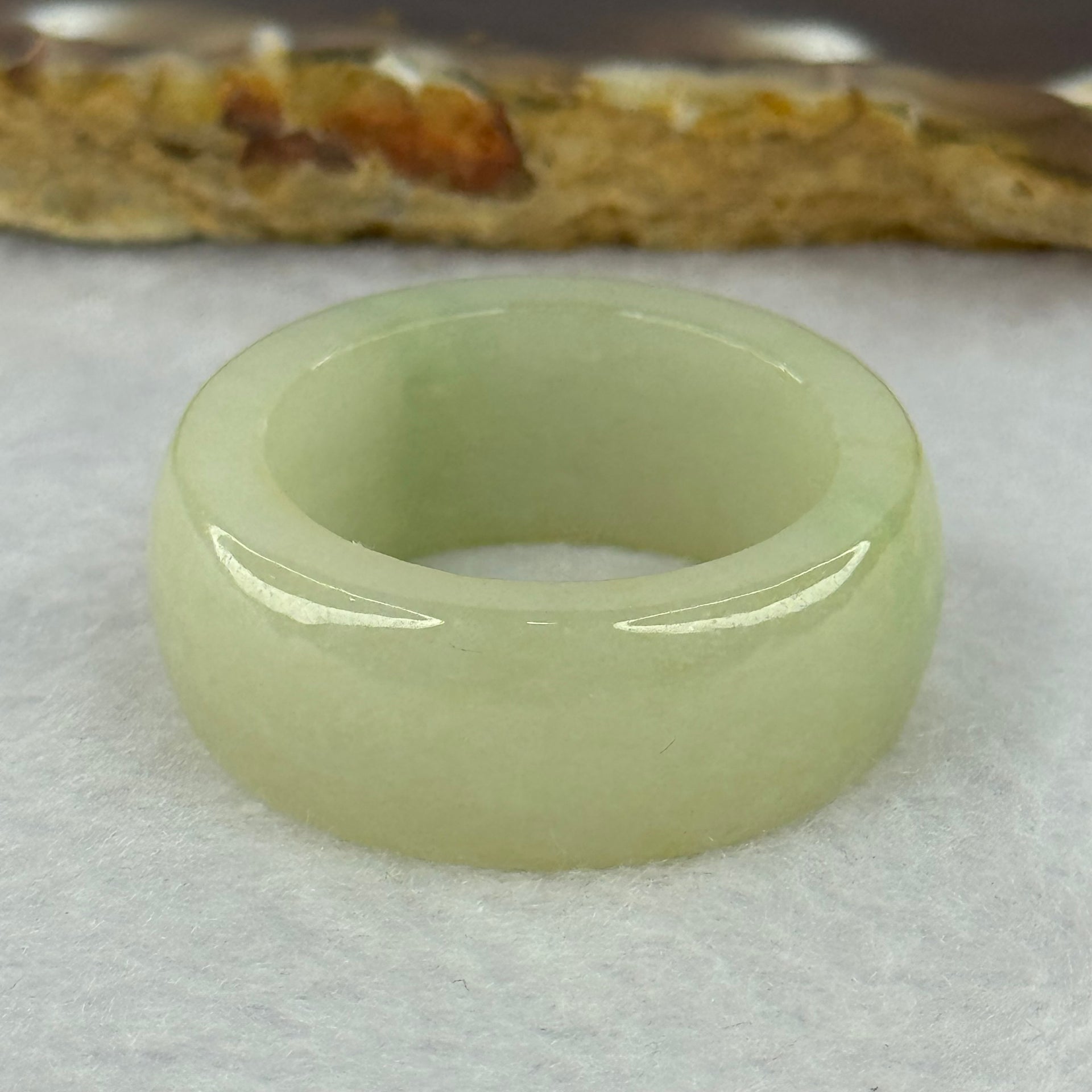 Type A Light Green Jadeite Ring 12.54g 12.1 by 4.1mm US12.5 HK28 - Huangs Jadeite and Jewelry Pte Ltd