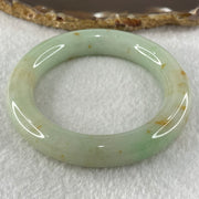 Type A Light Apple Green with Brownish Red Patches Jadeite Bangle 69.71g Internal Diameter 52.8mm 12.4 by 11.0mm (Close to Perfect) - Huangs Jadeite and Jewelry Pte Ltd