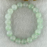 Type A Natural Jelly Semi Icy Light Green with Blueish Green Piao Hua Jadeite Beads Bracelet 32.64g 15cm 10.0mm 19 beads - Huangs Jadeite and Jewelry Pte Ltd