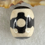Natural Powerful Tibetan Old Oily Dark Brown With White Agate 3 Eyes Dzi Bead Heavenly Master (Tian Zhu) 三眼天诛 5.06g 17.6 by 13.5mm - Huangs Jadeite and Jewelry Pte Ltd