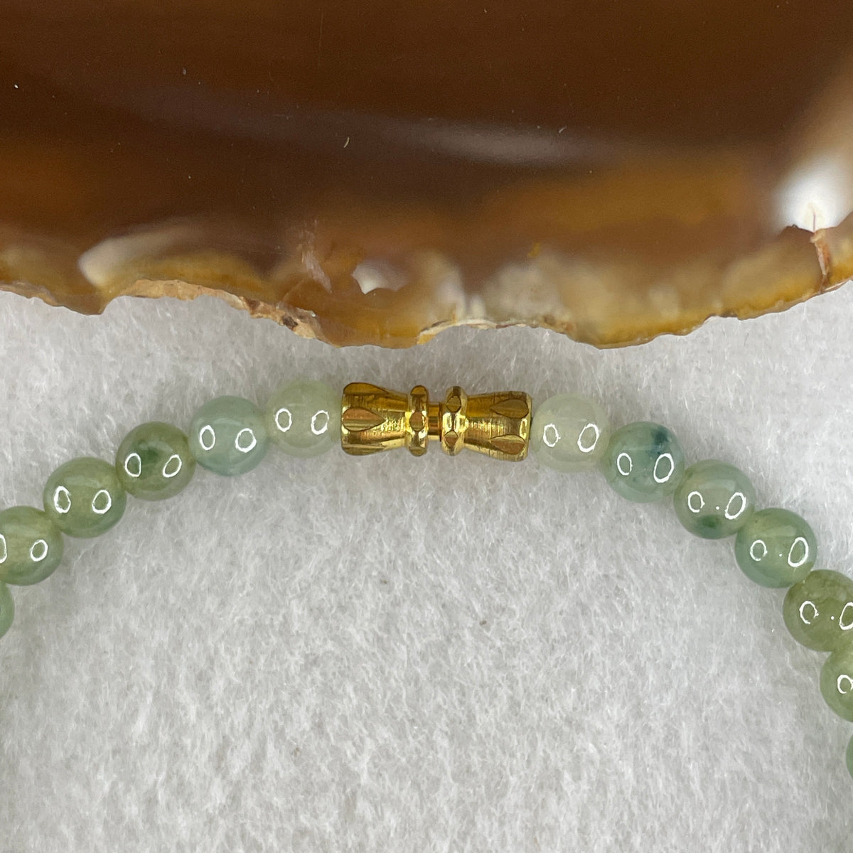 Natural Type A Semi Icy Yellowish Green & Blueish Green Jadeite Beads Bracelet | (9.57g | 18.0cm | 5.2mm x 38 Beads | Synergy, Dual Wealth "Huang Jia Lu" Magnet & Feng Shui Prosperity Catalyst)