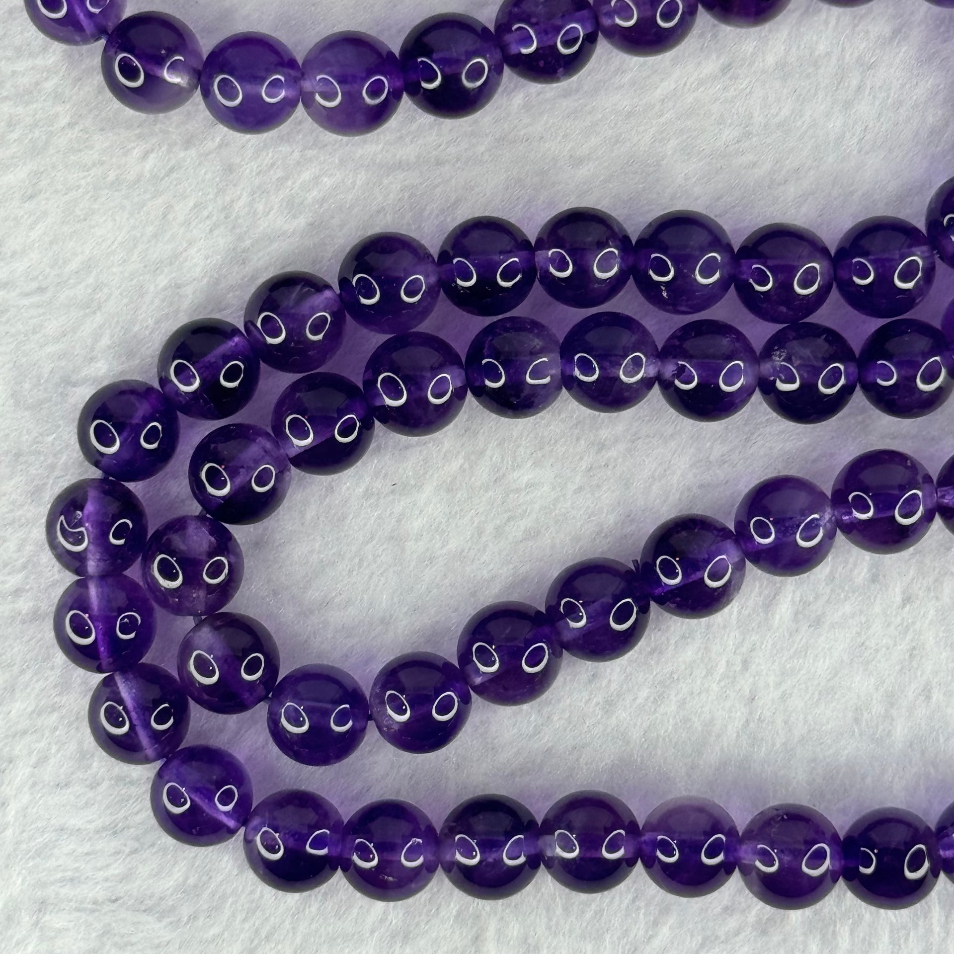 Good Grade Natural Amethyst Necklace 46.46g 52cm 7.7mm 75 Beads - Huangs Jadeite and Jewelry Pte Ltd