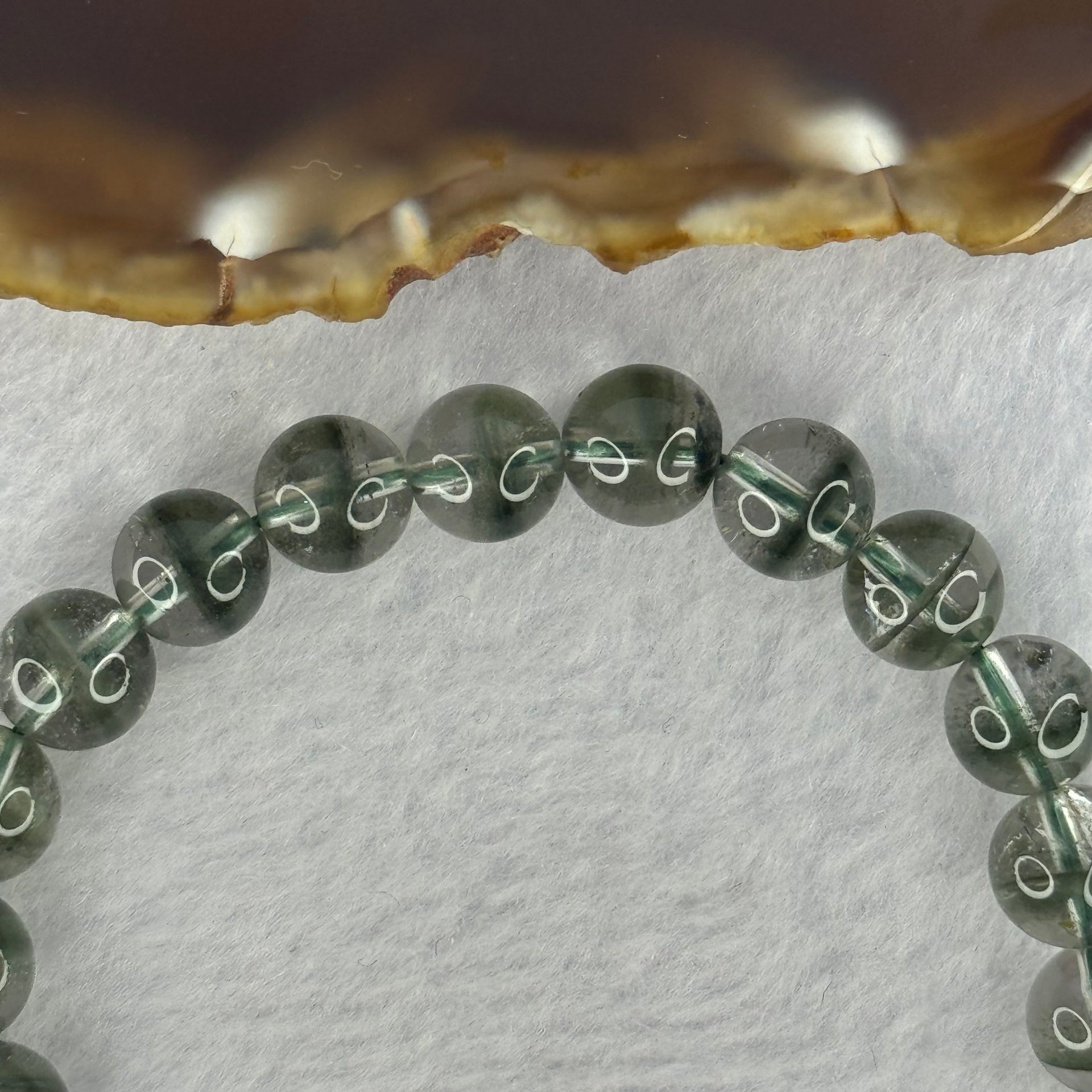Very Good Grade Natural Green Phantom Quartz Beads Bracelet 20.41g 16.5cm 8.7mm 23 Beads - Huangs Jadeite and Jewelry Pte Ltd