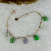 Type A Mixed Color Jadeite Peaches in 18K AU750 Rose Gold Bracelet 5.67g 10.4 by 8.2 by 6.5mm 6pcs - Huangs Jadeite and Jewelry Pte Ltd