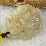 Type A Faint Yellow with Reddish Brown Spots Jadeite Male Pixiu Charm 8.27g 22.5 by 16 by 12.2mm - Huangs Jadeite and Jewelry Pte Ltd
