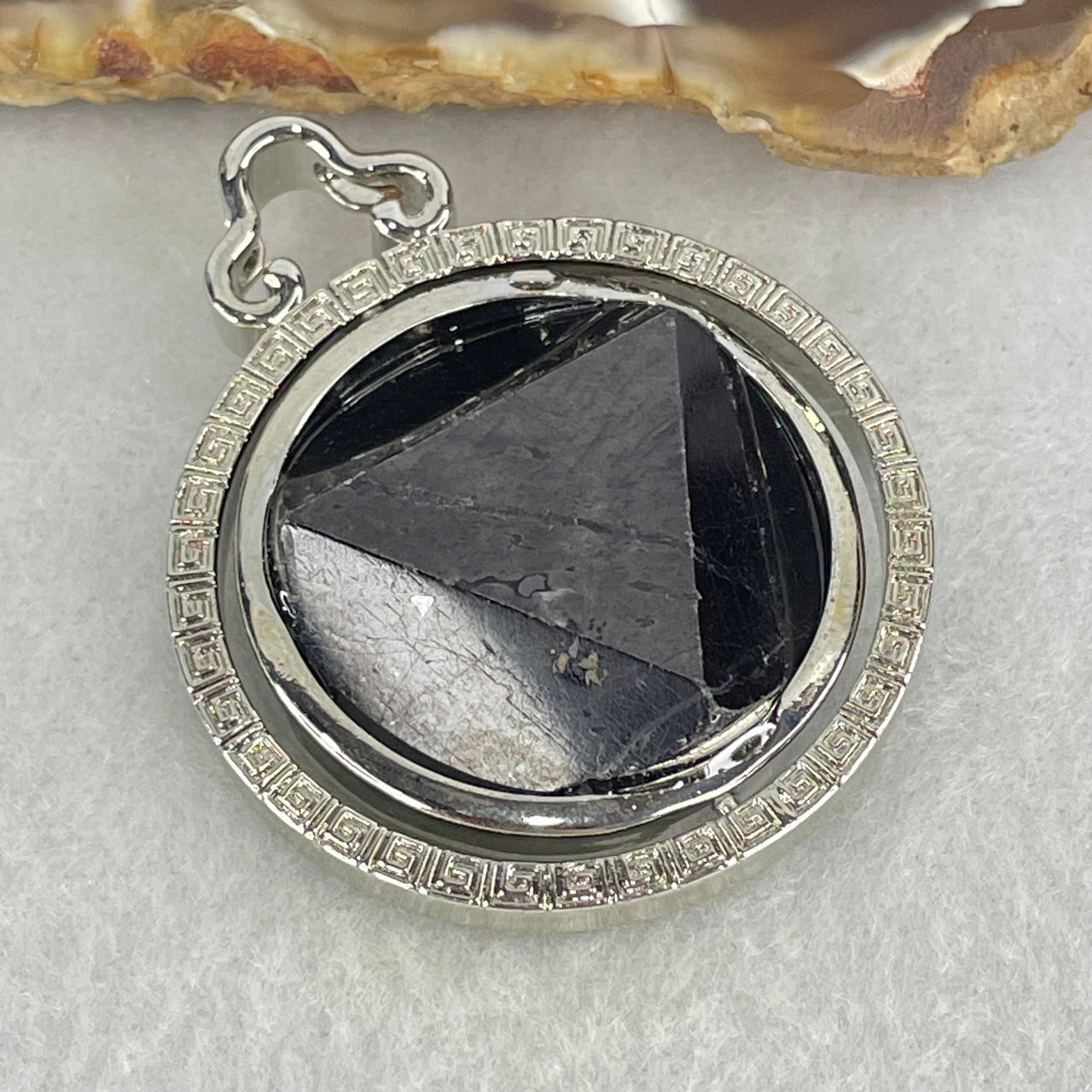 Natural Hypersthene in Stainless Steel Pendant 24.53g 25.0 by 9.3mm - Huangs Jadeite and Jewelry Pte Ltd