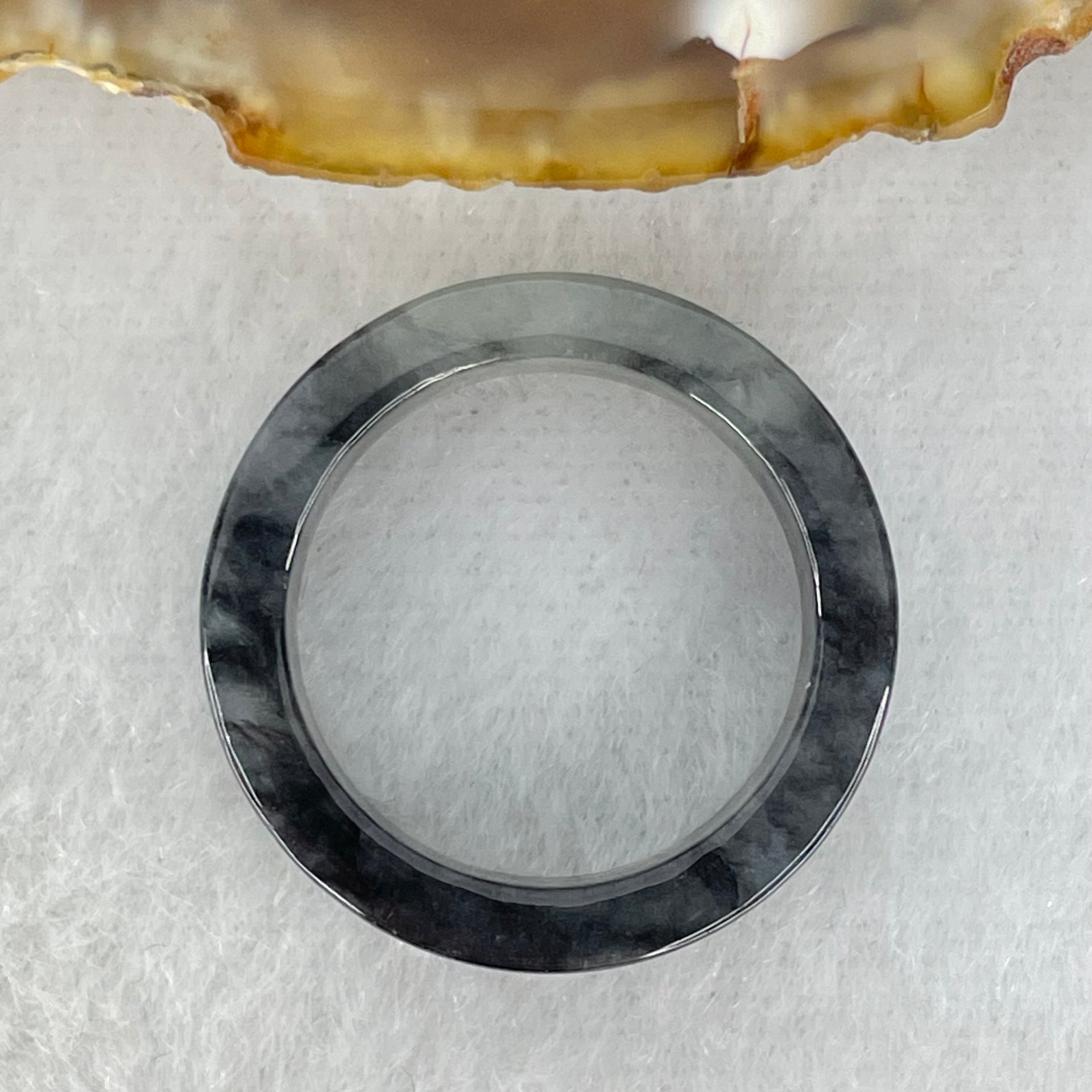 Type A Wuji Black Grey Jadeite Ring 3.70g 6.4 by 3.0mm US6.8 HK15 - Huangs Jadeite and Jewelry Pte Ltd