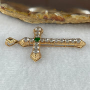 Type A Burmese Jade Jadeite 18k Rose Gold Cross 2.82g 45.9 by 27.8 by 4.6mm - Huangs Jadeite and Jewelry Pte Ltd