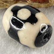 Natural Powerful Tibetan Old Oily Dark Brown With White Agate 3 Eyes Dzi Bead Heavenly Master (Tian Zhu) 三眼天诛 4.37g 17.4 by 12.9mm - Huangs Jadeite and Jewelry Pte Ltd