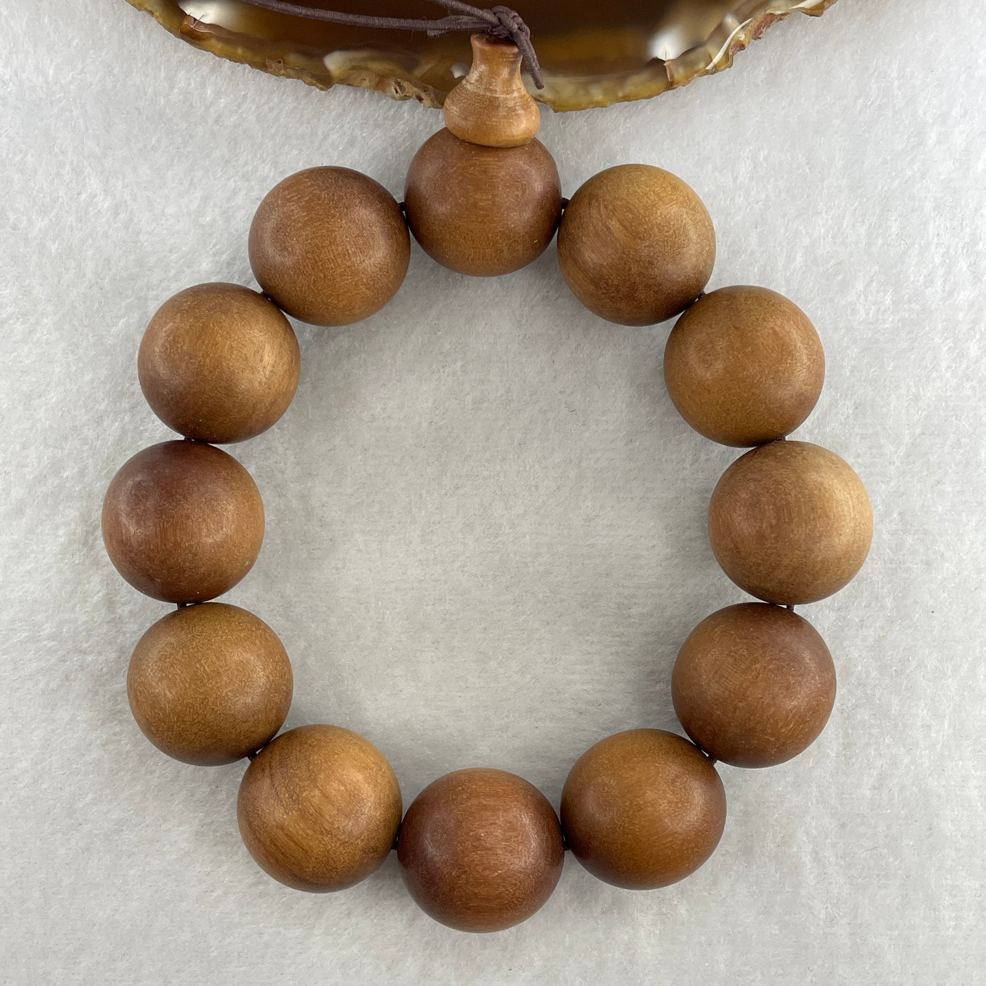 Certified Natural Sandalwood Beads Bracelet 52.14g 18cm 19.8mm 12Beads - Huangs Jadeite and Jewelry Pte Ltd