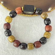 Natural Mixed Color Rose Wood Beads Bracelet 多宝珠小叶紫檀黑檀金丝楠手链 23.18g 18cm 12.2mm 16 Beads - Huangs Jadeite and Jewelry Pte Ltd