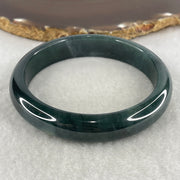 Certified Natural Type A Dark Blueish Green Jadeite Bangle | 61.1mm Inner Diameter (56.03g 12.9x7.4mm | Perfect | Emotional Wisdom, Abundance & Sovereign Energy Shield) - Huangs Jadeite and Jewelry Pte Ltd