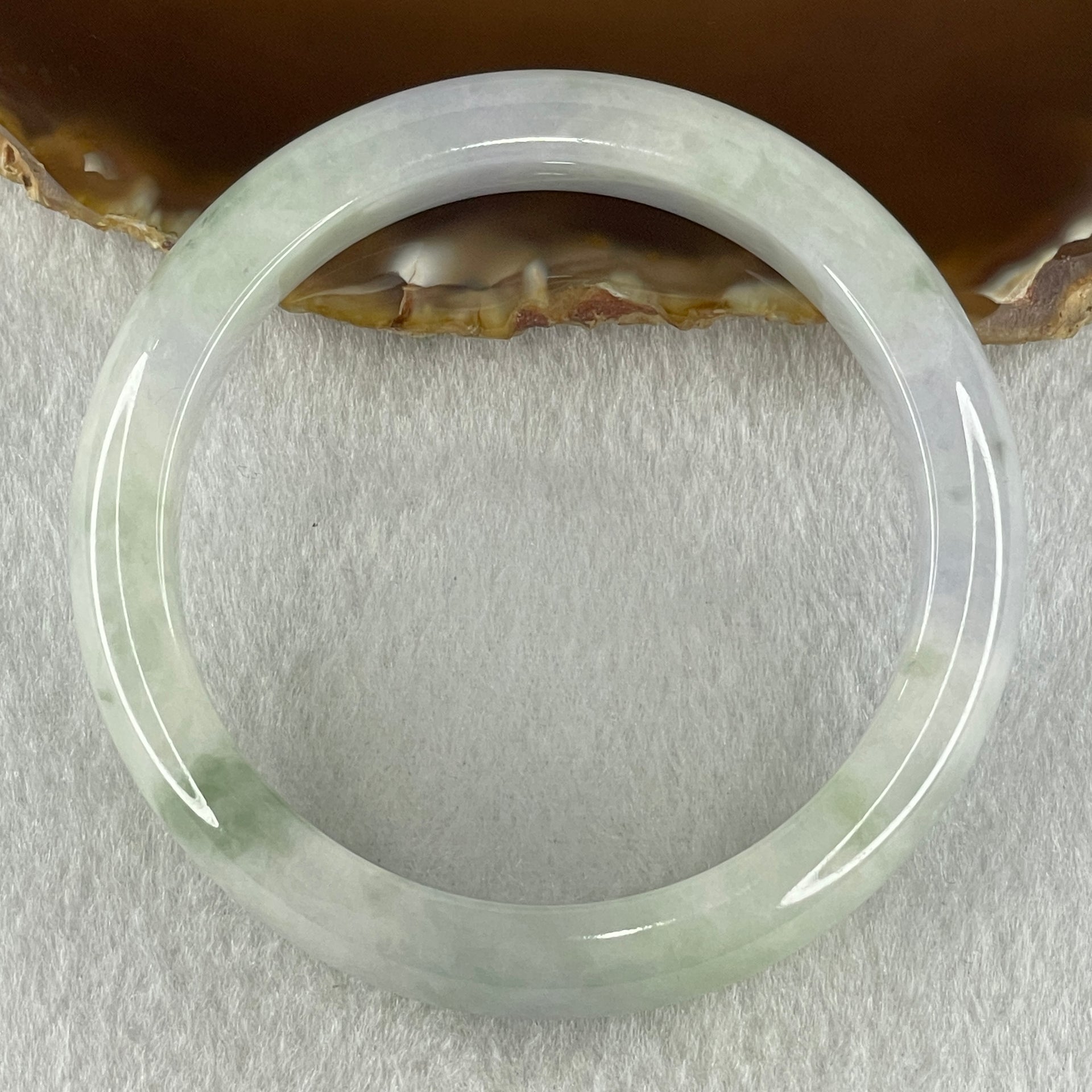 Natural Type A Jelly Light Lavender Light Green Jadeite Bangle 48.52g Inner Diameter 54.6mm 11.4 by 9.2mm (Internal Line) - Huangs Jadeite and Jewelry Pte Ltd