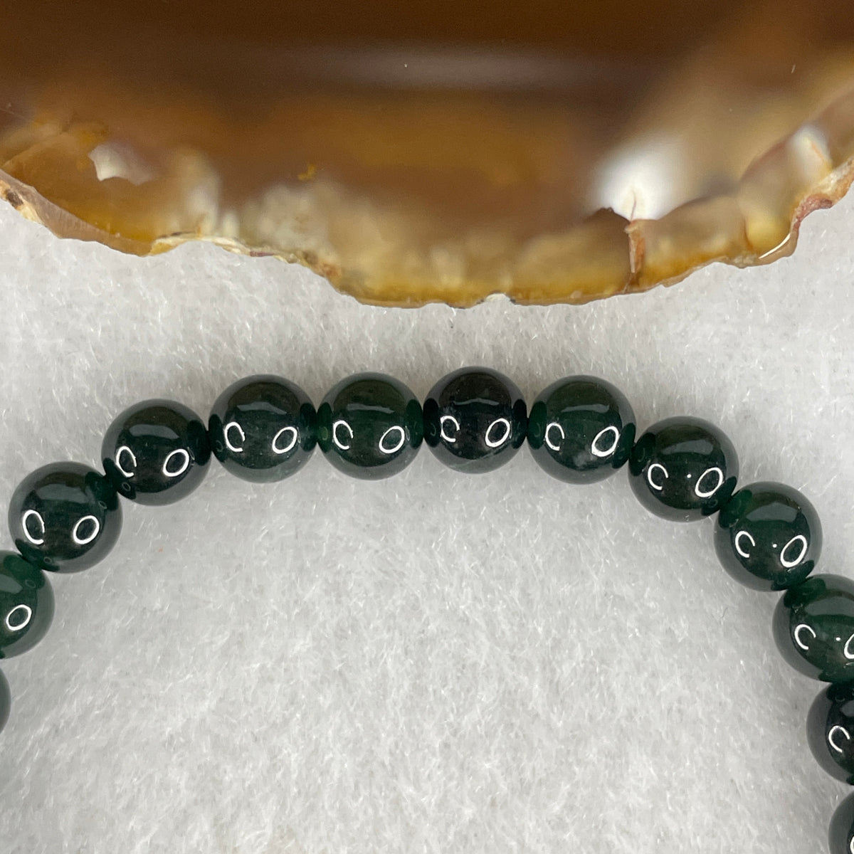 Type A Rare High End Translucent Black Omphacite Jadeite Beads Bracelet | 14.5cm with 29 Beads 6.0mm (10.39g | Root Chakra Powerful Protection & Wealth Shield)
