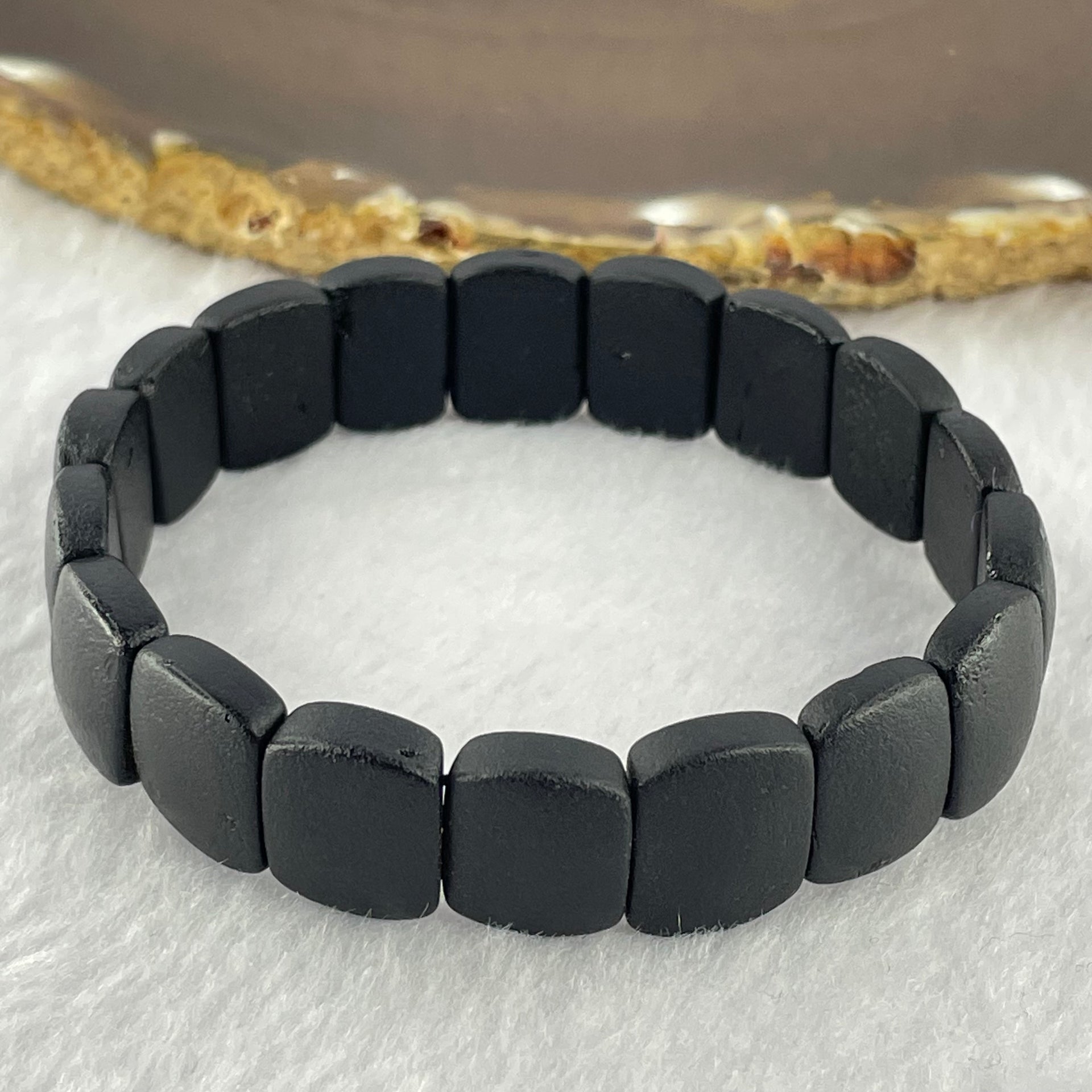 Natural Dark Matt Black Amber Beads Bracelet 天然大黑天翁琥珀手链 11.20g 17cm 14.5 by 11.2 by 5.1mm 18pcs - Huangs Jadeite and Jewelry Pte Ltd