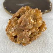 Natural Orange Calcite Rough Display with Wooden Stand 540.6g 109.7 by 94.1 by 123.0mm - Huangs Jadeite and Jewelry Pte Ltd