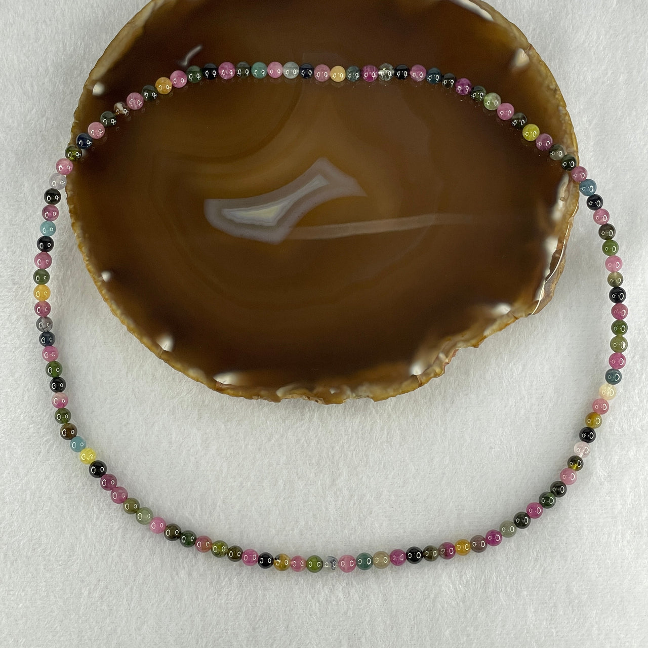 Natural Tourmaline Crystal Beads Necklace 23.23g 52cm 5.3mm 108Beads